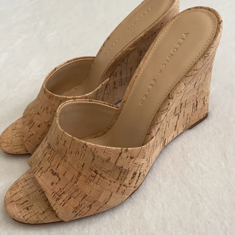 Veronica Beard | Dali Cork Slip On Wedge Heel Sandal Natural/Tan (9) - Picture 7 of 14